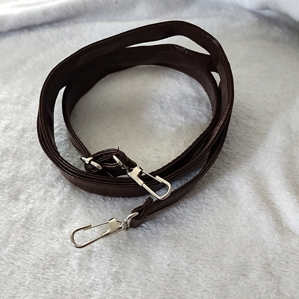 Replacement Purse Strap Dark Brown Silver Tone hardware. 106.